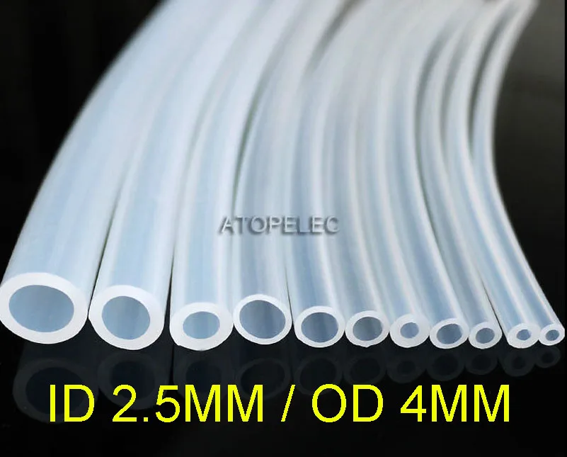 2 5*4 Гибкий Мягкий пищевой силиконовый шланг трубка ID_2.5mm od _ 4mm прозрачная|ods|od 4mmod