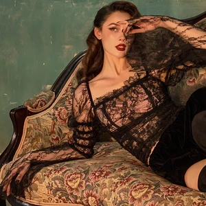 Винтажный 2020 Оригинальный Универсальный кружевной облегающий Топ Le Palace, винтажные сексуальные черные футболки с квадратным вырезом для осени и зимы