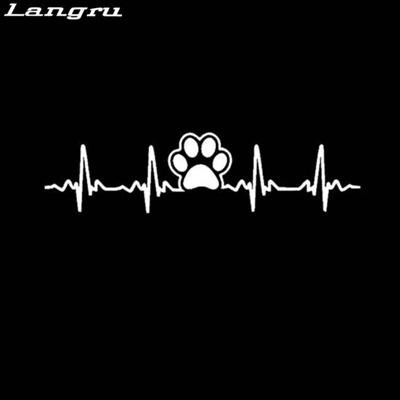 Langru Dog Paw Print Ekg Heartbeat Fashion Car Sticker Decal Vinyl For Window Bumper Accessories Jdm | Автомобили и мотоциклы