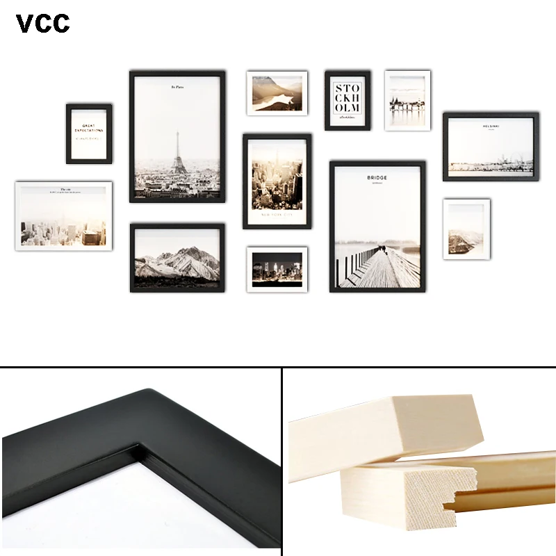 Деревянная рамка для фотографий настенная фоторамка свадебных пар черная белая