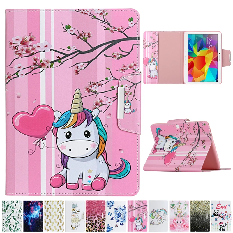 

For Samsung Tab 4 Tab4 Case SM-T530 Cartoon Unicorn Leather Cover For Samsung Galaxy Tab 4 10.1 inch T530 T531 T535 Cover Cases