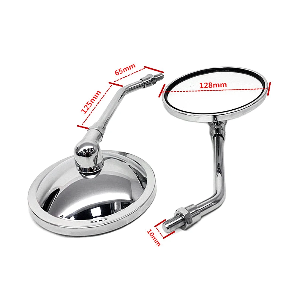 Зеркало заднего вида мотоциклетное круглое хромированное 10 мм для Yamaha Virago 125 535 1100