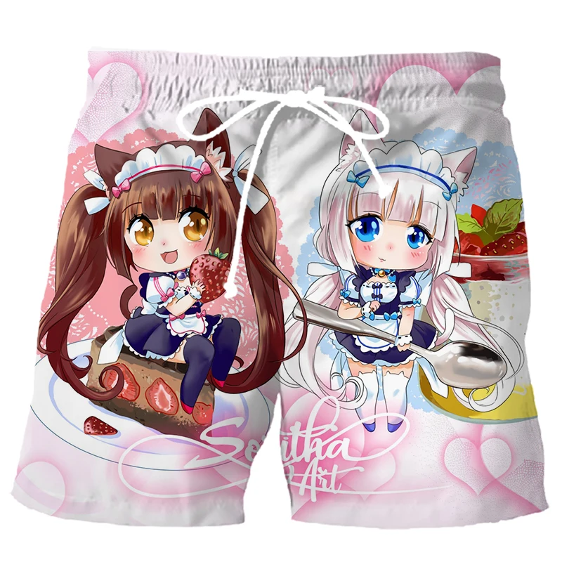 Аниме Nekopara Harajuku шорты для мужчин/женщин мужчин 3D принт Chocola ваниль милая девушка