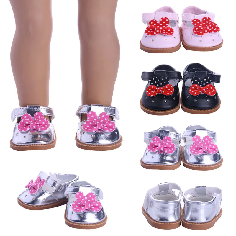 Кожаные ботинки с кошачьими ушками и бантом для кукол размер 43 см|Куклы| |