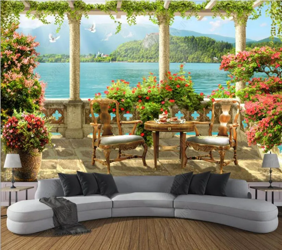 Papel de parede Pillar balcony lake scenery background wall 3d wallpaper,bedroom KTV bar mural wall decor
Papel de parede Pillar balcony lake scenery background wall 3d wallpaper,bedroom KTV bar mural wall decor