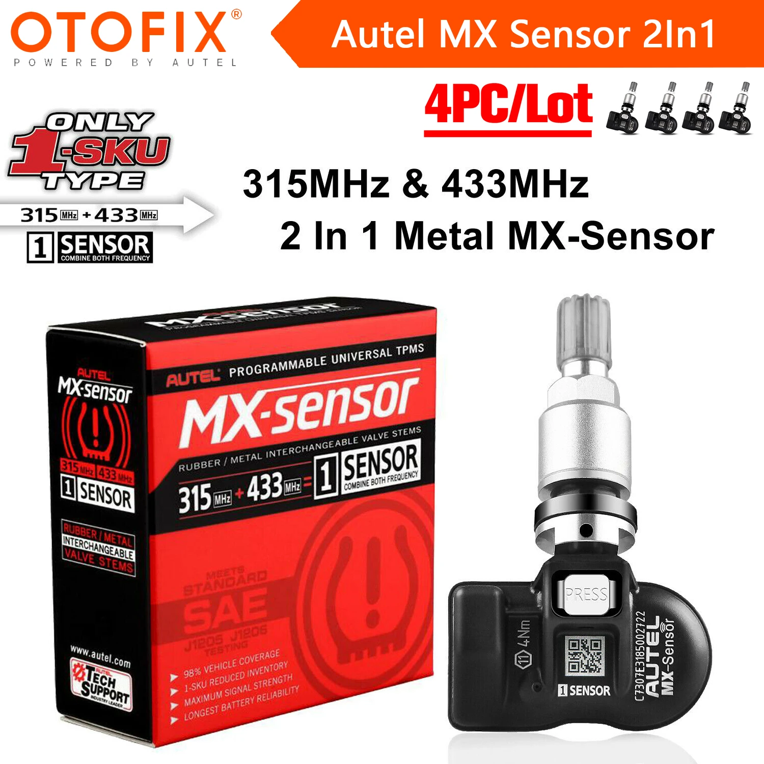 Autel MX Sensor 433MHZ + 315 MHZ 2in1Mx-Sensor TPMS инструмент для ремонта шин автомобильный аксессуар