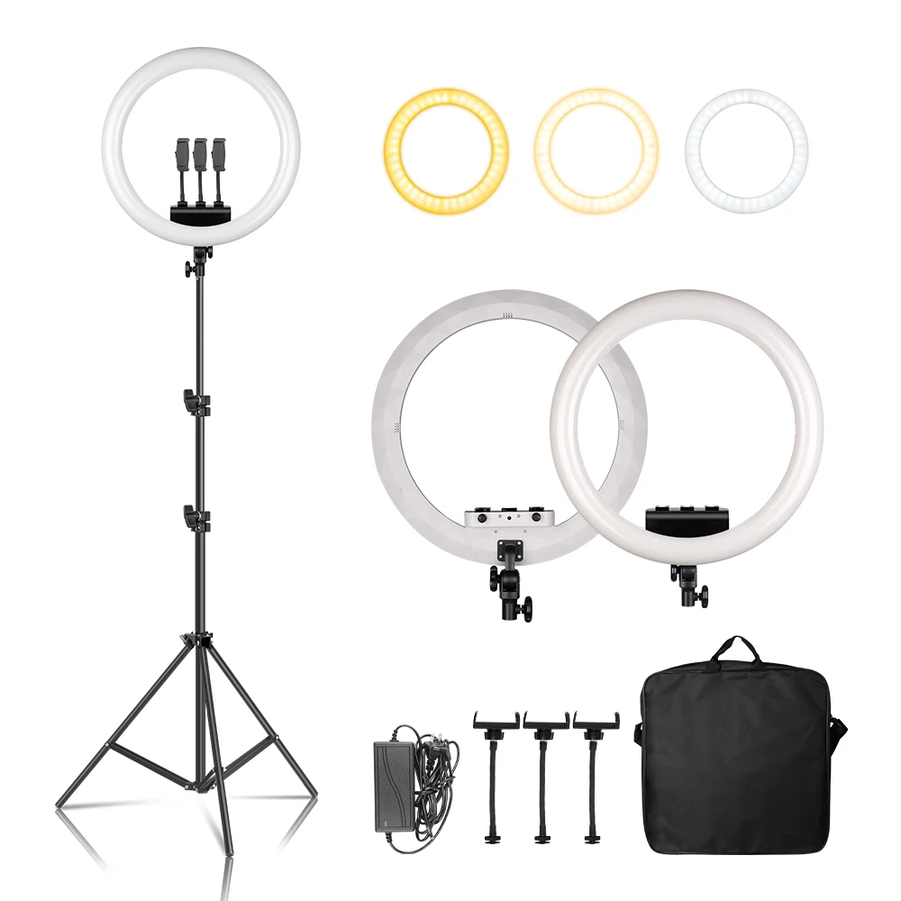 18inch Ring Light LED Large Selfie Video Lamp With Tripod Stand Phone Clip For YouTube Live  Photo Photography Studio