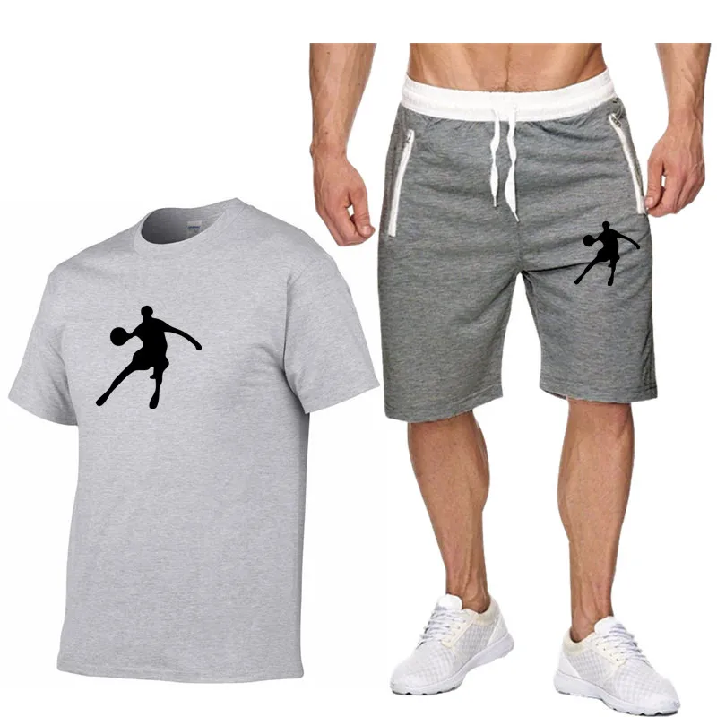 

2021 Men Summer Sportswear Sets Short sleeve T-shirts+ Short Pants New Fashion Men Casual Sets Shorts+T-shirts 2 pieces