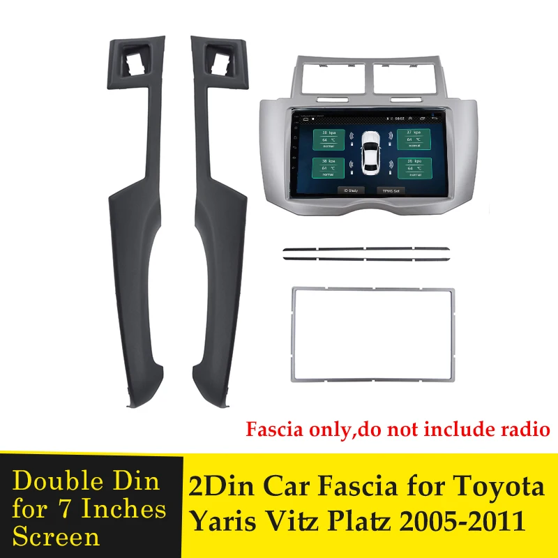 

Double Din Car Fascia GPS DVD CD Player Panel Stereo Frame Bezel Radio Adaptor Fitting Kit For Toyota Yaris Vitz Platz 2005-2011