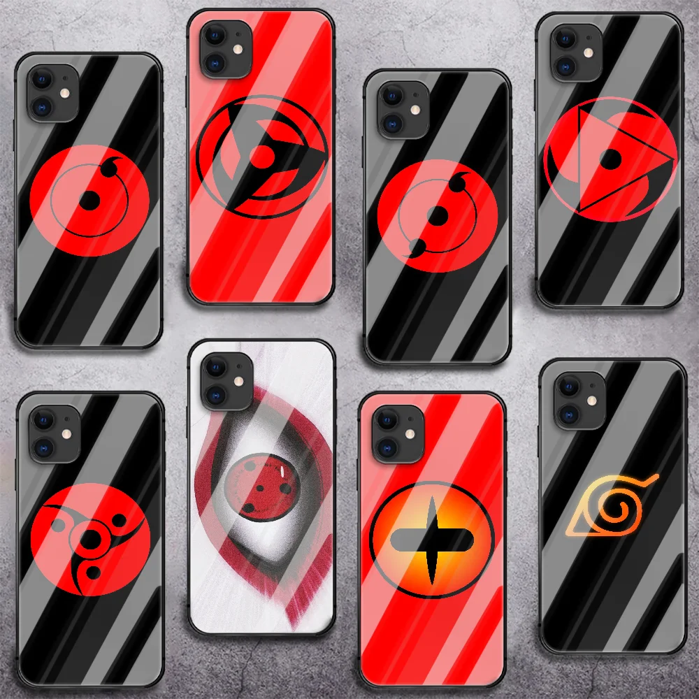 

Cool Hot Anime Sharingan Tempered Glass Phone Case For IPhone 5 6 7 8 11 12 13 S SE X Xs Xr Plus Pro Max IPhone13 Mini Cover