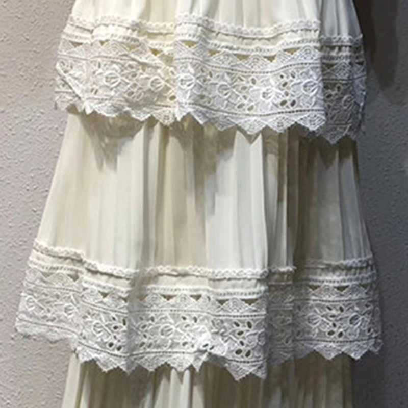 Автопортрет 2019 женское платье с рюшами короткими рукавами кружевное лоскутный