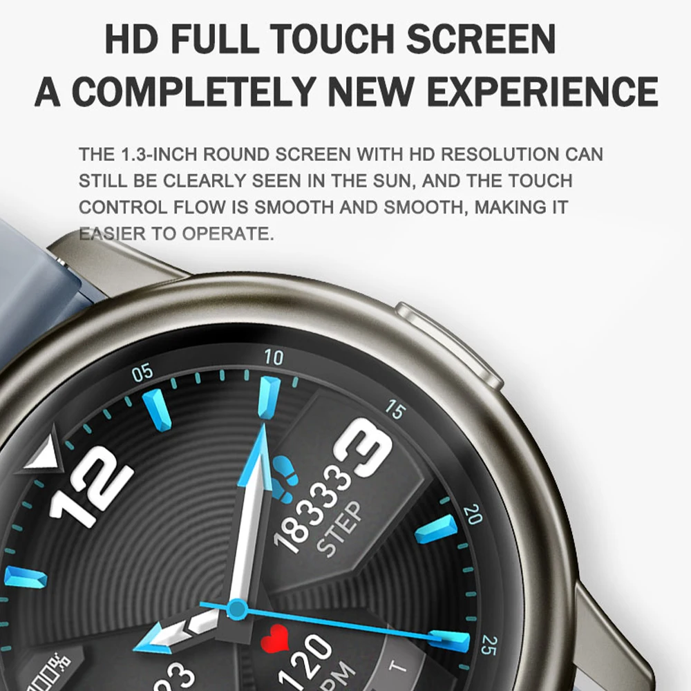 

Rogbid GT2 Smart Watch 1.3 inch HD Full Touch Screen Fitness Tracker Heart Rate Blood Pressure Monitor For IOS Android