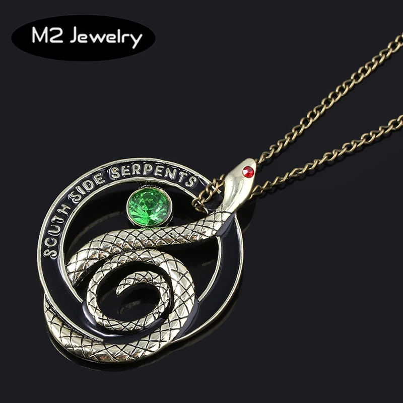 Женское винтажное ожерелье Змея с зелеными кристаллами