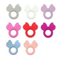 510pcs silicone teether cartoon mouse head animal food grade diy baby teething teether toy accessories ring