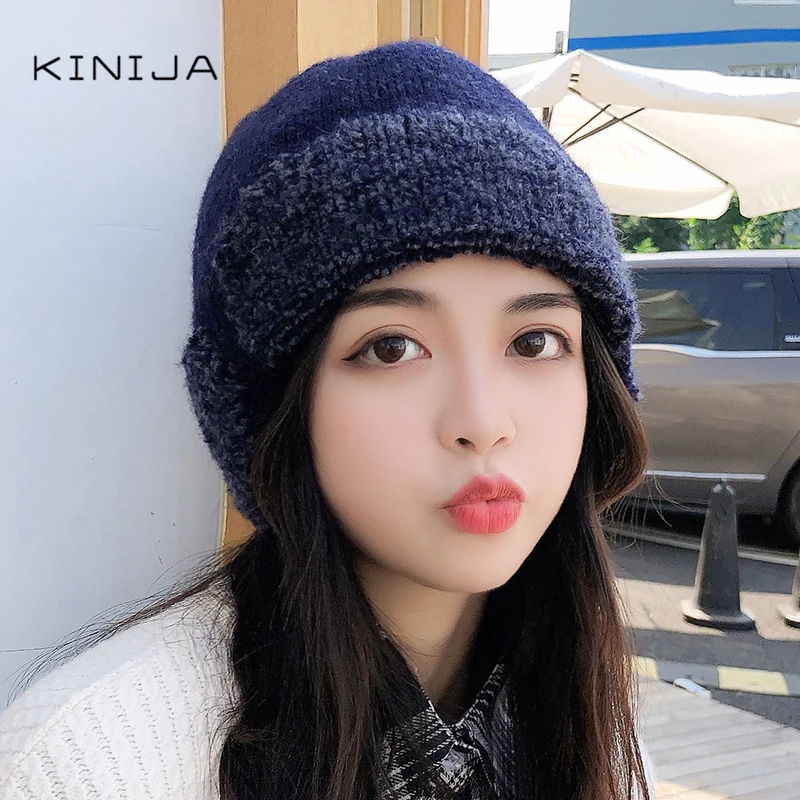 Женская зимняя плотная вязаная шапка маска уличная ветрозащитная теплая