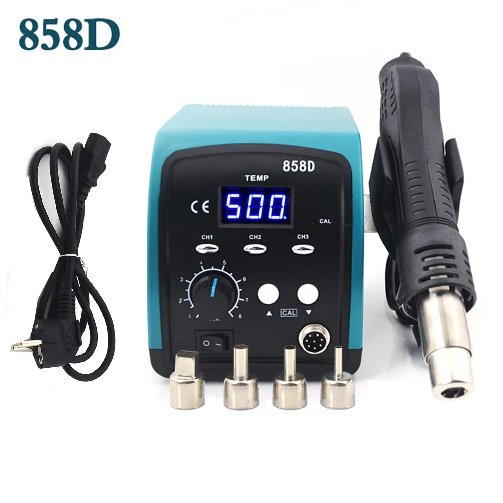 858D 750 Вт 858D фена светодиодный цифровой BGA паяльная станция без свинца SMT паяльная станция 220 В/110 В хранение температуры - Цвет: 858D