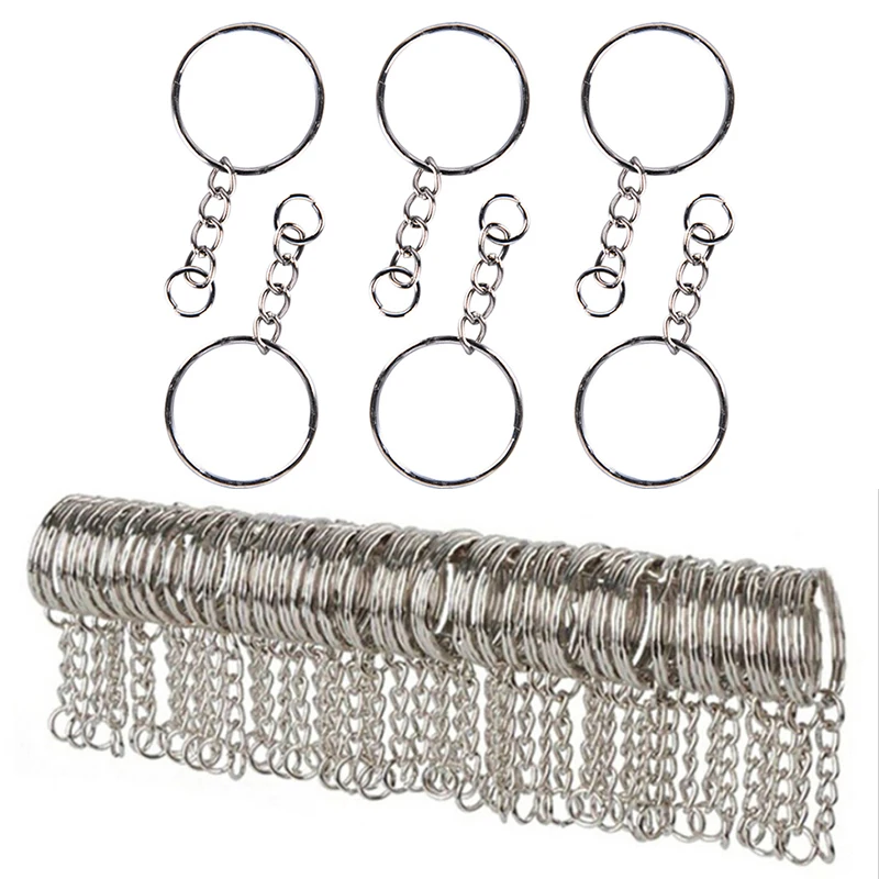 

20/40/60Pcs Stainless Key Chains Silver Colory Alloy Circle DIY 25mm Keyrings Jewelry Keychain Making Jewelry Accessories Hot