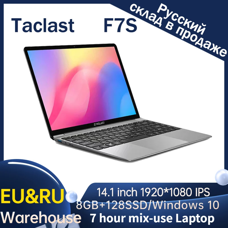 Teclast F7S Notebook 14.1“ 8 GB RAM 128 GB SSD Windows 10 Intel N3350 Dual Core 2.4GHz 2.0MP front Camera 7 hour mix-use Laptop