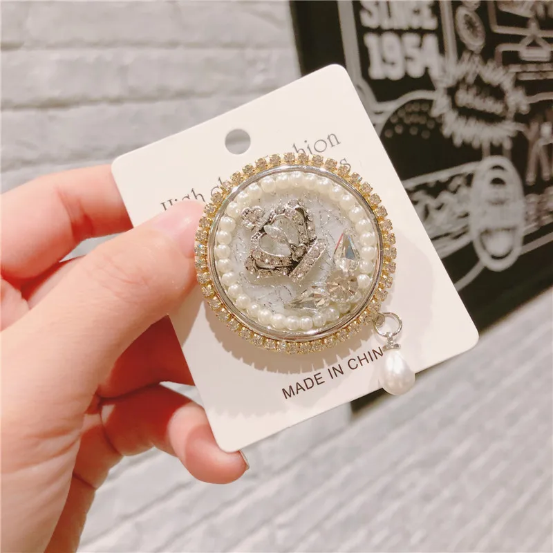 Корейские модные стразы Корона брошь с застежкой бантом в форме цветка и