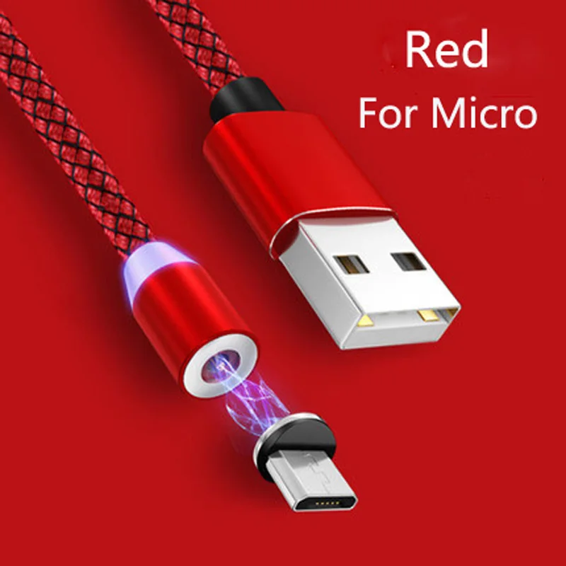Магнитный кабель Micro usb зарядка через usb магнит Зарядное устройство кабели для huawei honor 5A Y6II 5X 5C 6X 6A 7X7, 8, 9, V10 10 lite P9 P10 Lite - Цвет: Red For Micro