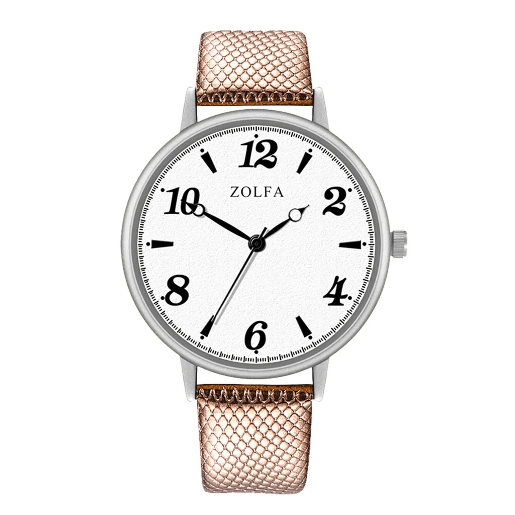 Часы наручные женские кварцевые с кожаным ремешком водонепроницаемые #10 |