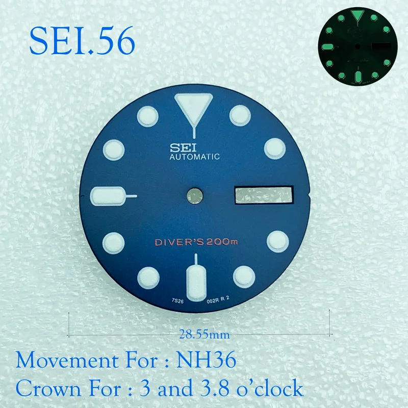 

Новинка, модифицированные часы NH35, светящийся циферблат C3, циферблат SKX007, маленький миллиметр, 28,5 мм, Abalone NH35, универсальный, SEI.56