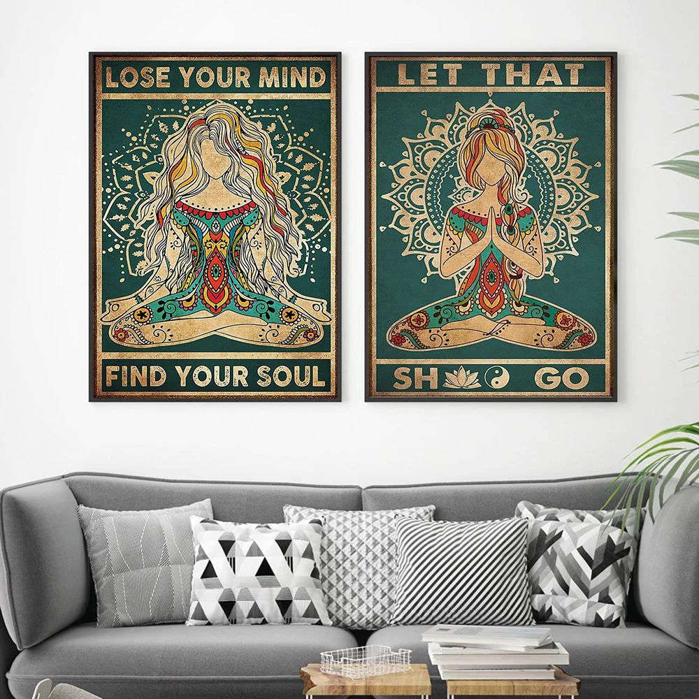 

Постер с мотивами йоги, девушки, потерянной мозга, найдите вашу душу, винтажная Картина на холсте, абстрактная картина, Йога, настенные карти...