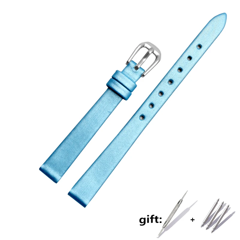 sky blue Для fossil Child женские Ремешки для наручных часов маленький браслет 6 мм 8 мм 10 м 12 ремешок для часов, мм с пряжкой из нержавеющей стали черный фиолетовый красный - Цвет ремешка: sky blue