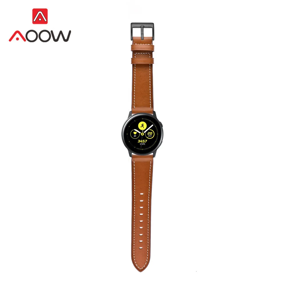 20 мм ремешок из натуральной кожи для samsung Galaxy Watch Active 42 мм gear S2 huawei Garmin vivoactive Amazfit BIP Молодежный браслет
