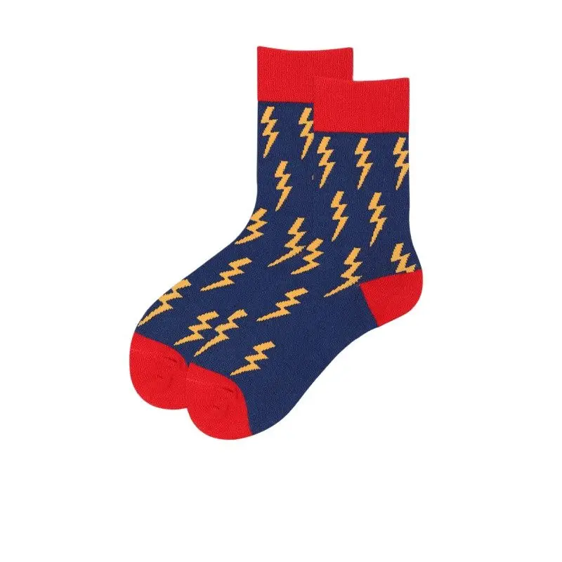 

New Lightning Women's Socks Soft Breathable Combed Cotton Autumn Winter Socks Fashion Couple Creative Trendy Sports Casual Socks