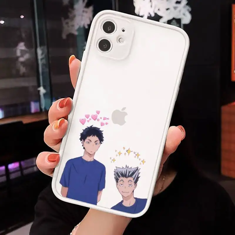

Haikyuu Phone Case For iPhone 12 11 Mini Pro XR XS Max 7 8 Plus X Matte transparent White Cover
