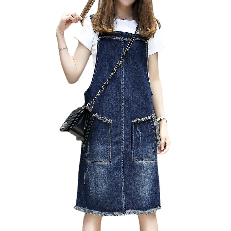 

2021 5XL Vest Dress Women Denim Dress Summer Spaghetti Strap Sundress Casual Vintage Sexy Blue Jeans Dress Plus size