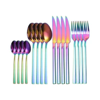 cutlery set rainbow stainless steel cutlery set 16 piece for kitchen spoon fork knife tableware sets complete dinnerware set