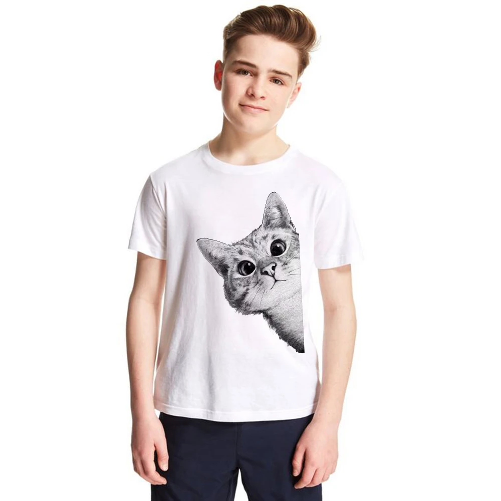 Детский топ с принтом кота футболка для малышей летняя повседневная