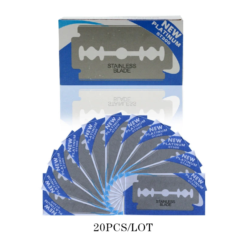 Лезвия для бритвы мужчин 20 шт. Безопасные лезвия бритья из нержавеющей стали