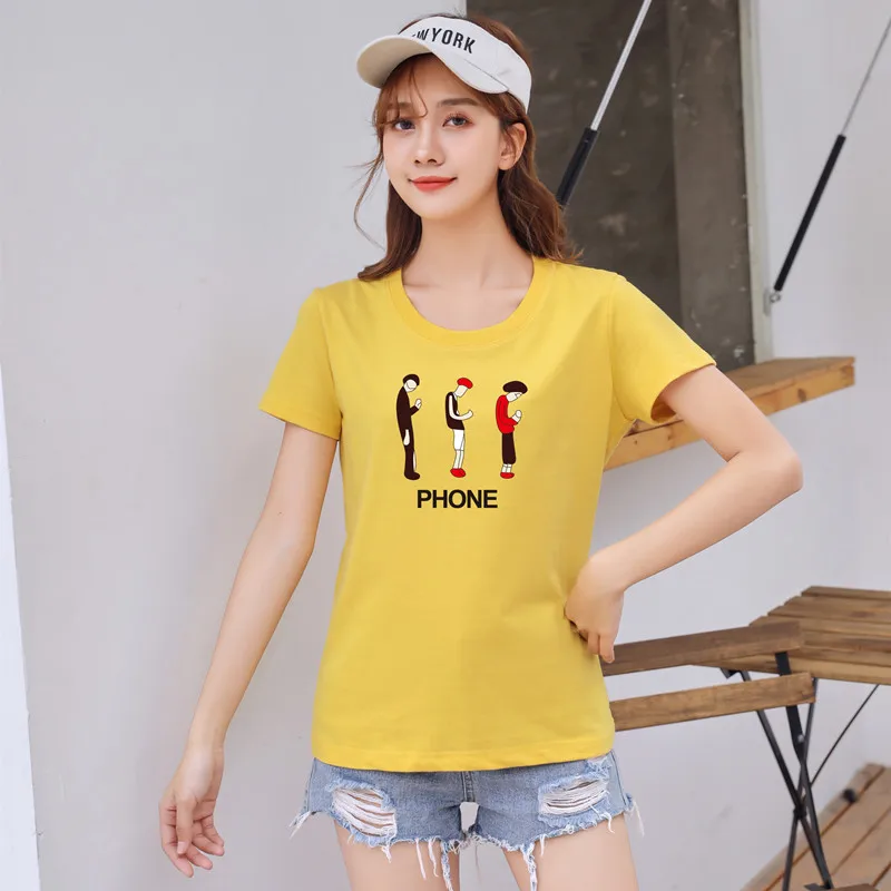 

Zoenova T-Shirt WomenS 2021 Short Sleeve Kawaii Anime Print Hot Sale Black Top Cotton Multicolor Free Shipping Clothes