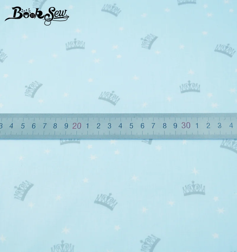 Booksew Печатный дизайн короны Tecido DIY Скрапбукинг Небесно-Голубой саржевой ткани хлопок Ткань краситель шитье лоскутное Tela Algodon