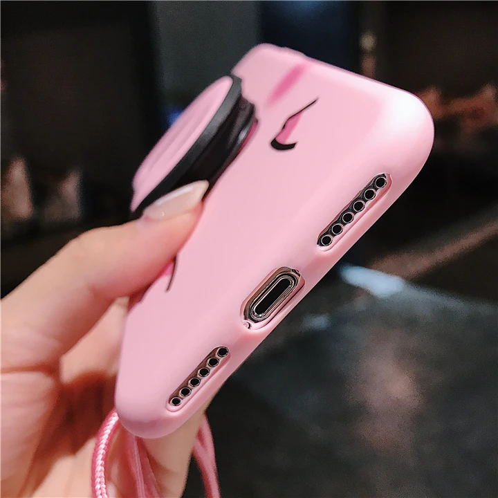 Ins с рисунком свиньи порошка для samsung galaxy A6 7 2018 чехол телефона A30 40 50 60 70 80 шнурки