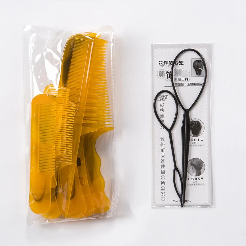 

A pack of 10 unbroken beef tendon combs, green and yellow, anti-static, thick and durable