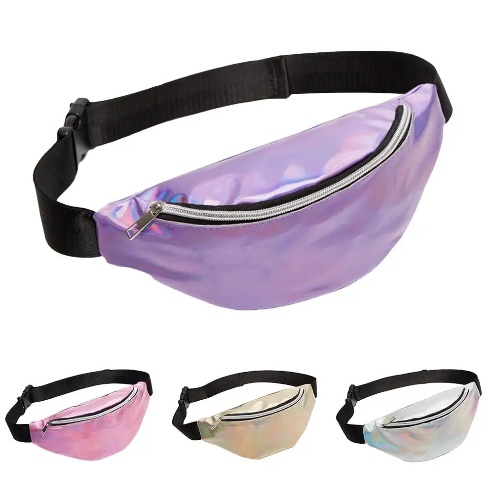 Блестящая женская голографическая сумка на молнии через плечо нагрудная поясная