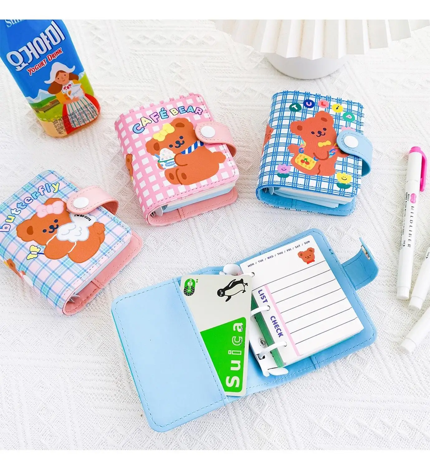 90 шт. мини дневник с кулоном изображением медведя в сетку свободный лист блокнот