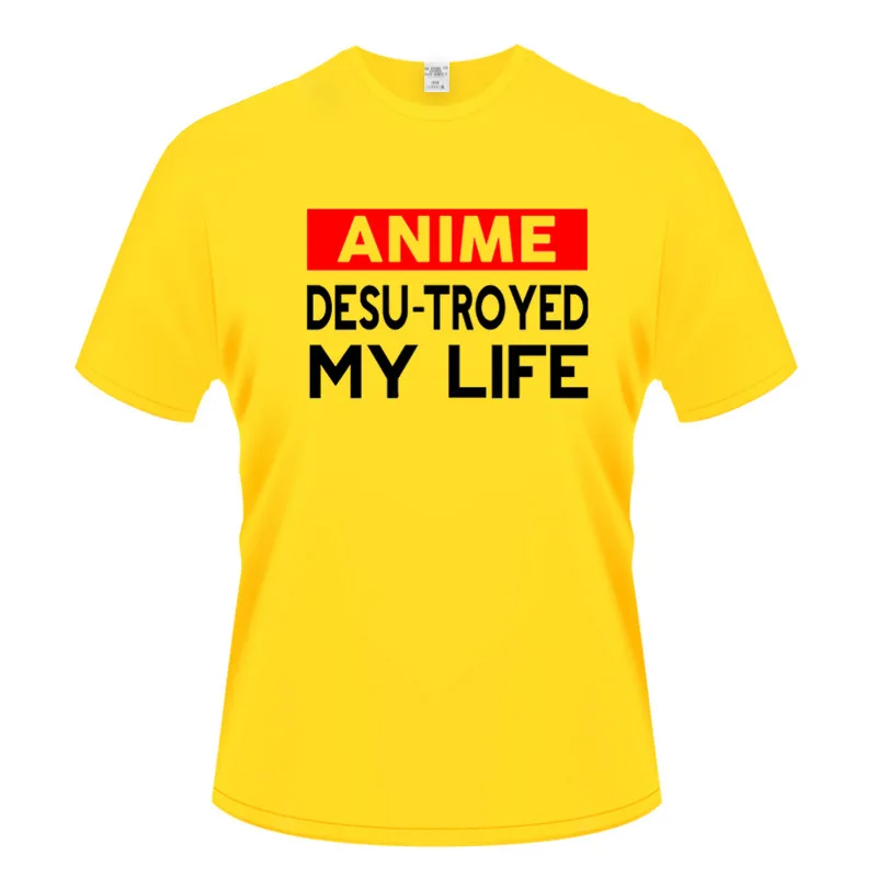 

Free delivery Anime desu-troyed my life fashion T-shirt men's short-sleeved cotton T-shirt funny hip-hop clothing T-shirt