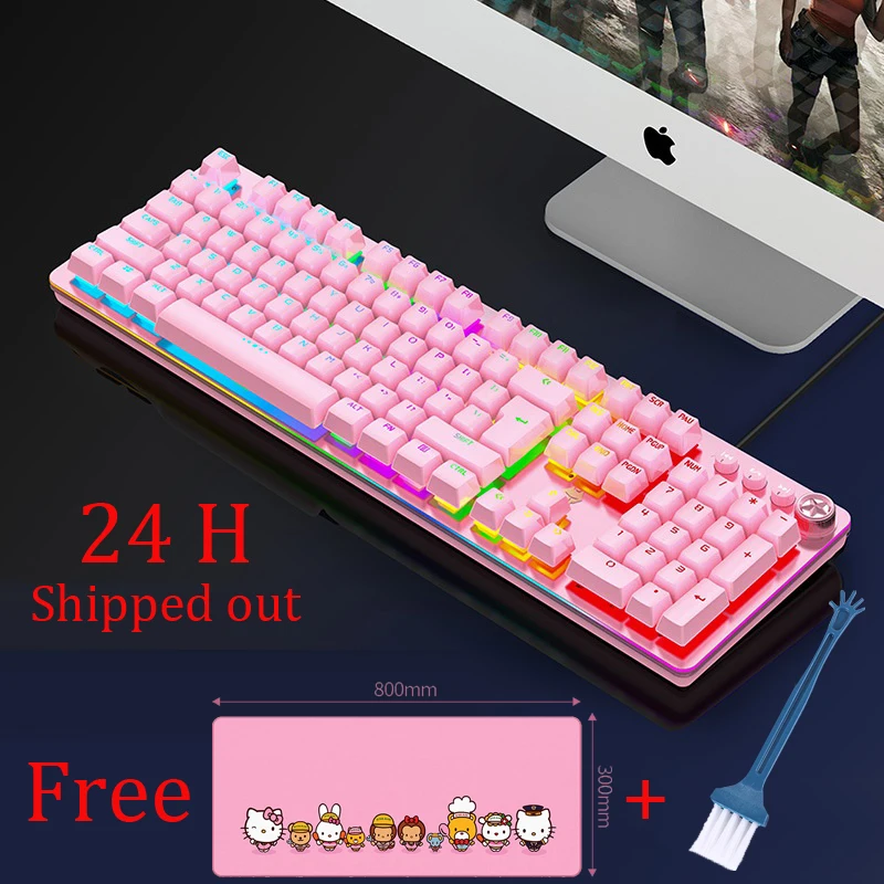 

G900 розовый Механическая игровая клавиатура с RGB задний светильник/бортовой светильник синий выключение механическая клавиатура 30x80 см Ковр...