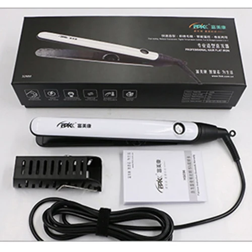white with box Профессиональный Выпрямитель для волос FMK, плоский утюжок, турмалин, Керамический выпрямитель для волос, быстрое выпрямление, керамический инструмент для укладки - Цвет: white with box