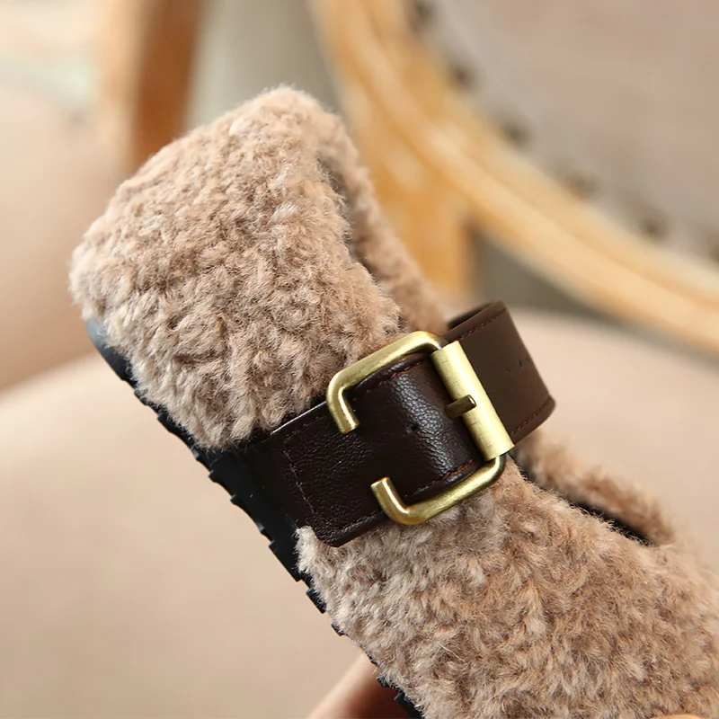 Girl Lamb Furry Shoes Fall and Winter 2021 New Korean Children's Princess Fashion Keep warm shoes 1-3-8-15 Years Old | Детская