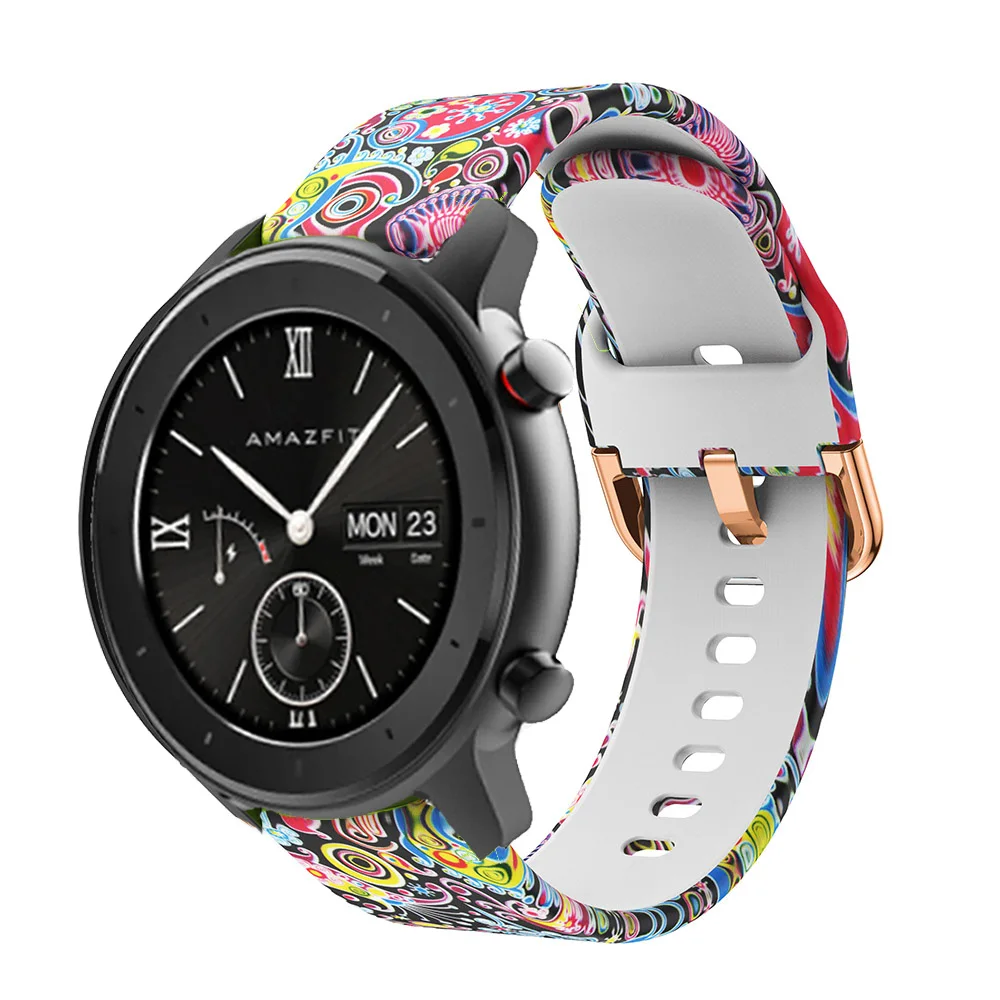 For Huami Amazfit GTR 42mm Amazfit Bip Sport Silicone Wrist Band Strap Printing Replacement Bracelet Strap Belt 20mm Watchband