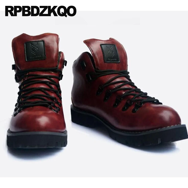 Со шнуровкой осенние короткие мужские армейские сапоги в стиле ретро