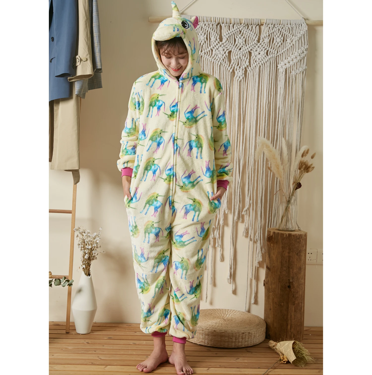 2020 Для Женщин Животного Пижама фланель для сна отдыха пижамы взрослых кигуруми