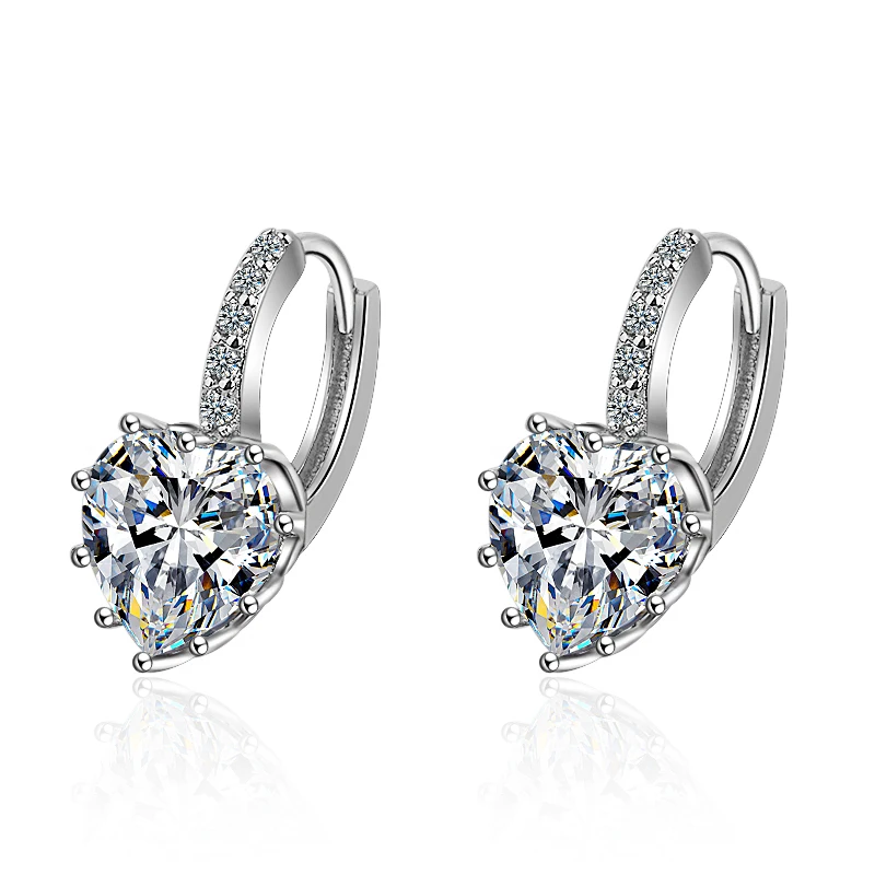 

Classic Heart Moissanite Earring Top Quality 100% 925 Sterling Silver For Women Men's Jewelry Fashion Earrings Engagement