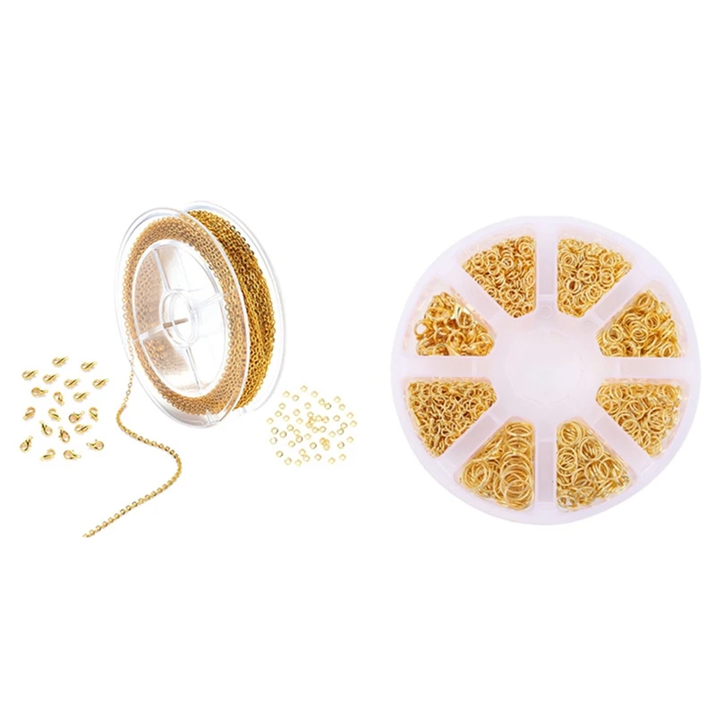 

2 Set Jump Rings Lobster Clasps And Metal Chains For Jewelry Making Supplies And Necklace Repair, A & B